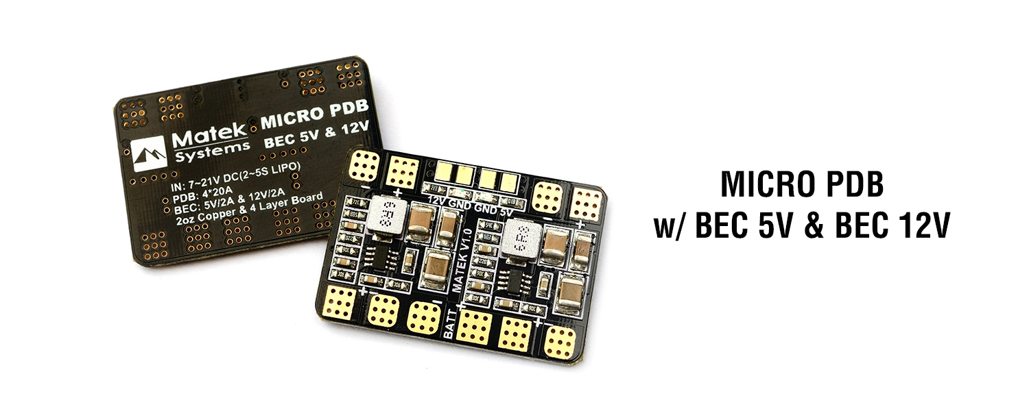 Micro PDB w/ BEC 5V & 12V – Matek Systems